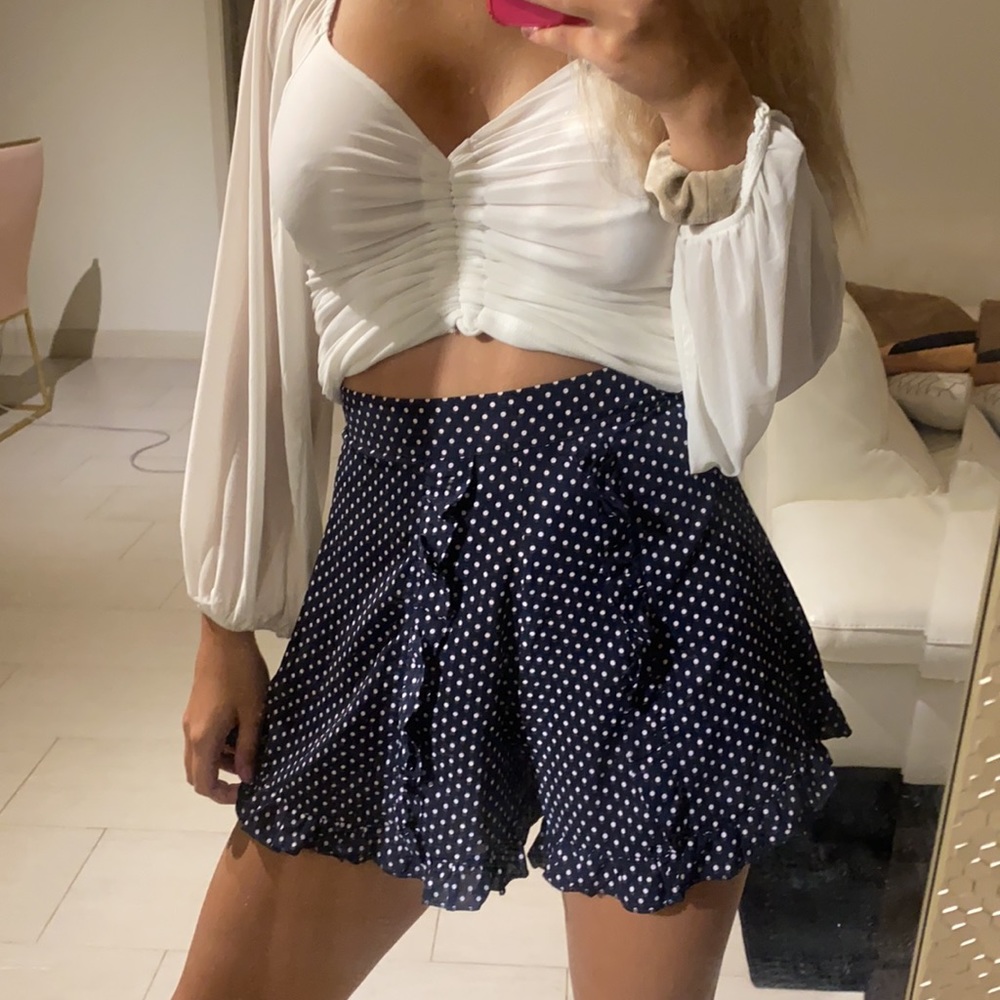 LF Stores LOVE Polka Dot Navy Flowy Short XS